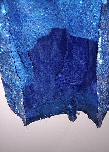 Parlak Mavi payet Uzun Kadın Etek - Görsel 2