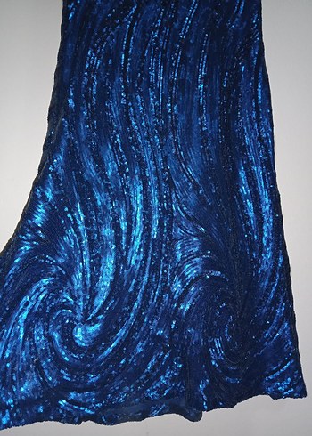 Parlak Mavi payet Uzun Kadın Etek - Görsel 3