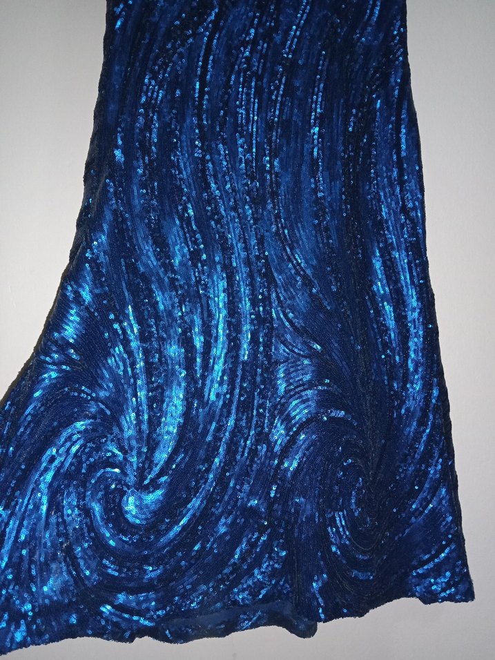 Parlak Mavi payet Uzun Kadın Etek - Görsel 3