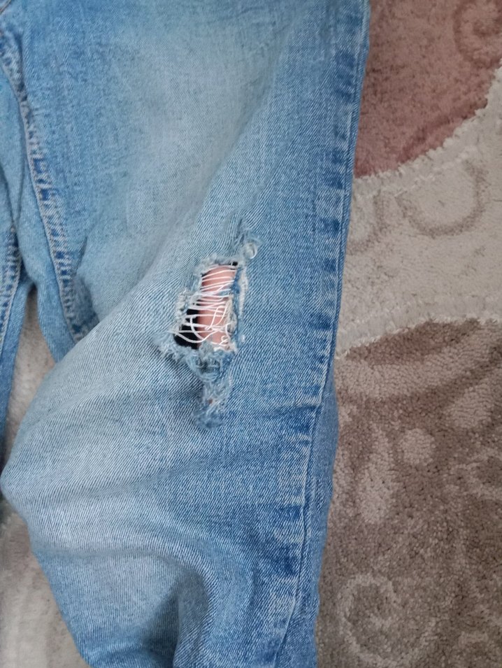 Gevşek Kesim Mavi Denim Kadın Kot Pantolon - Görsel 4