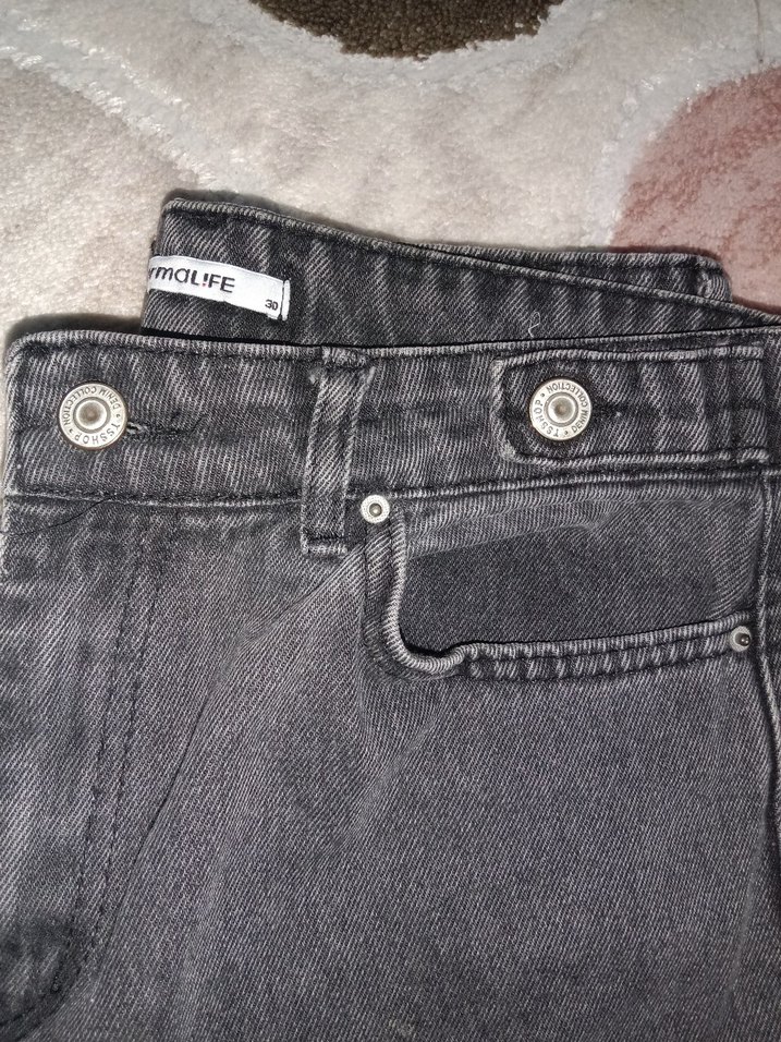 Gri Tokalı Kadın Denim Pantolon - Görsel 3