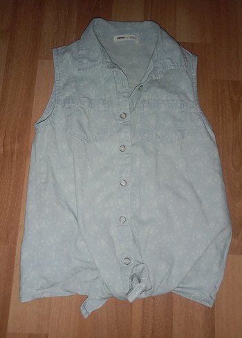 Pembe Düğmeli Kolsuz Pamuklu Gömlek - Görsel 5