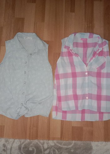 Pembe Düğmeli Kolsuz Pamuklu Gömlek - Görsel 6