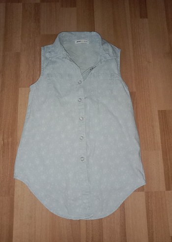 Pembe Düğmeli Kolsuz Pamuklu Gömlek - Görsel 3