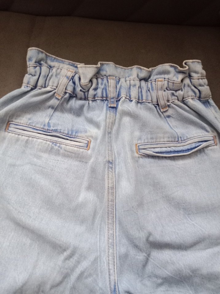 Mavi Bol Kesim Midi Denim Kadın Pantolon - Görsel 4