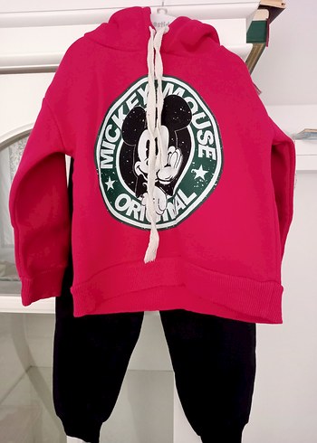 Kız Çocuk Renkli Kapüşonlu Sweatshirt ve Eşofman