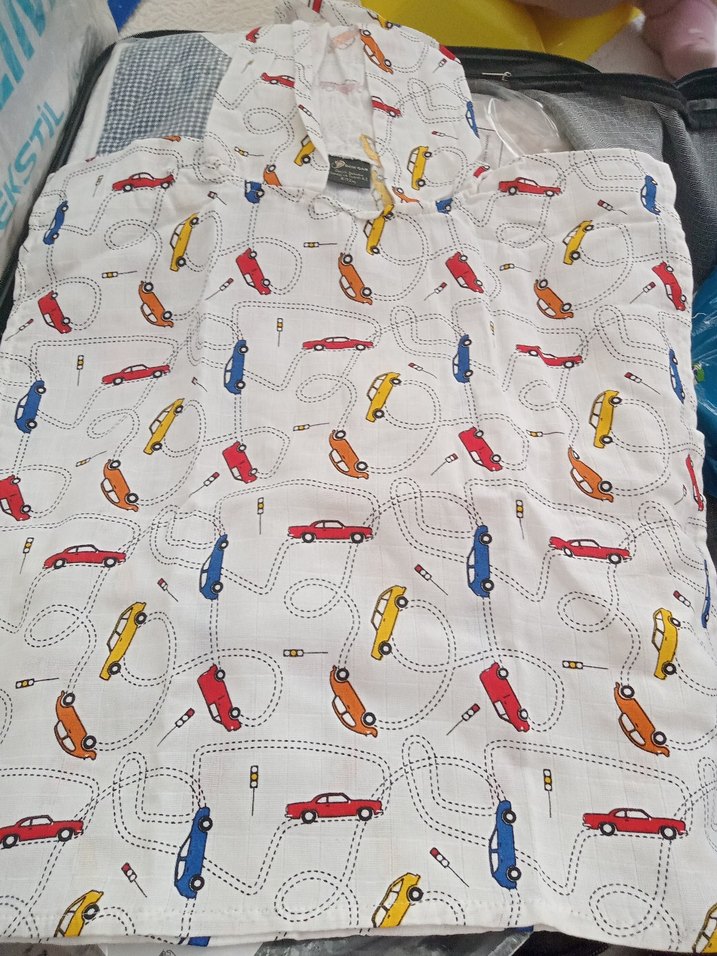 Erkek Müslin Panço 6-12 Ay Gri Baskılı - Görsel 2