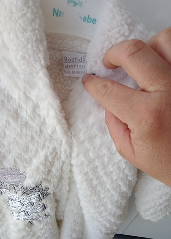 Beyaz Nakışlı Kürklü Bebek Kış Tulumu - Görsel 4