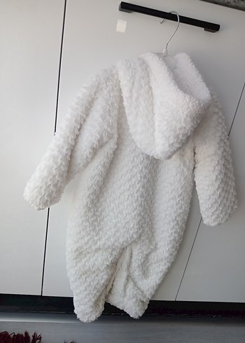 Beyaz Nakışlı Kürklü Bebek Kış Tulumu - Görsel 7