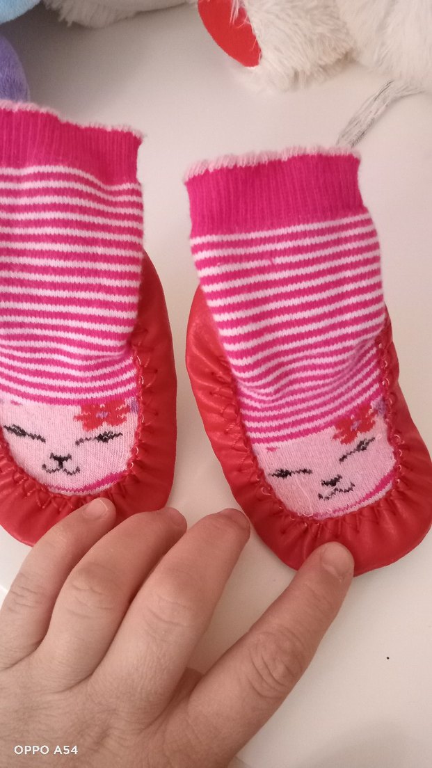 Nakışlı Örgü Kız Ev Terliği - Pembe - Görsel 3