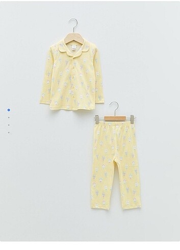 Gömlek yaka kız bebek uzun kol pijama