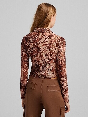 Bershka Bershka tül desenli gömlek