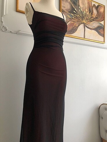 xl Beden bordo Renk Bordo tül elbise vintage elbise