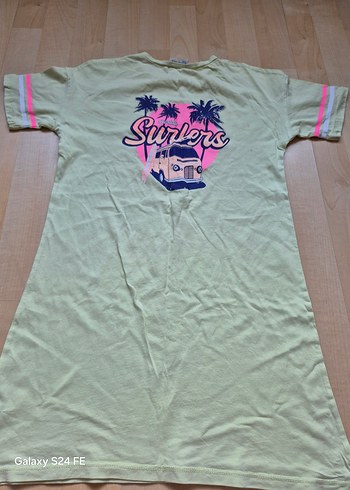 Kız Çocuk Yeşil Baskılı Düğmeli Tişört - Görsel 2