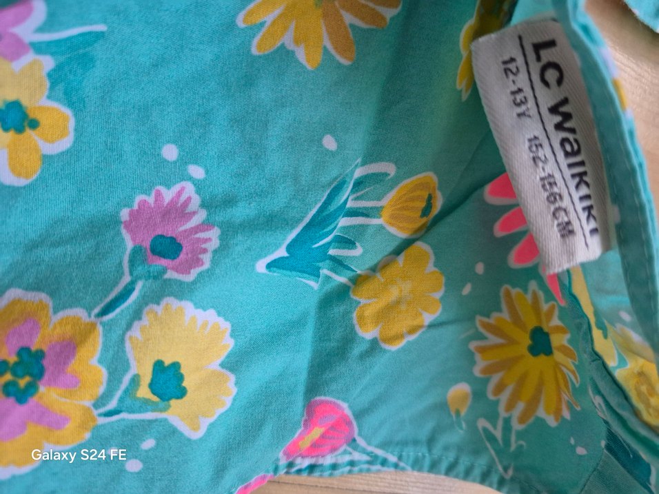 Kız Çocuk Turkuaz Bohem Kolsuz Elbise - Görsel 2