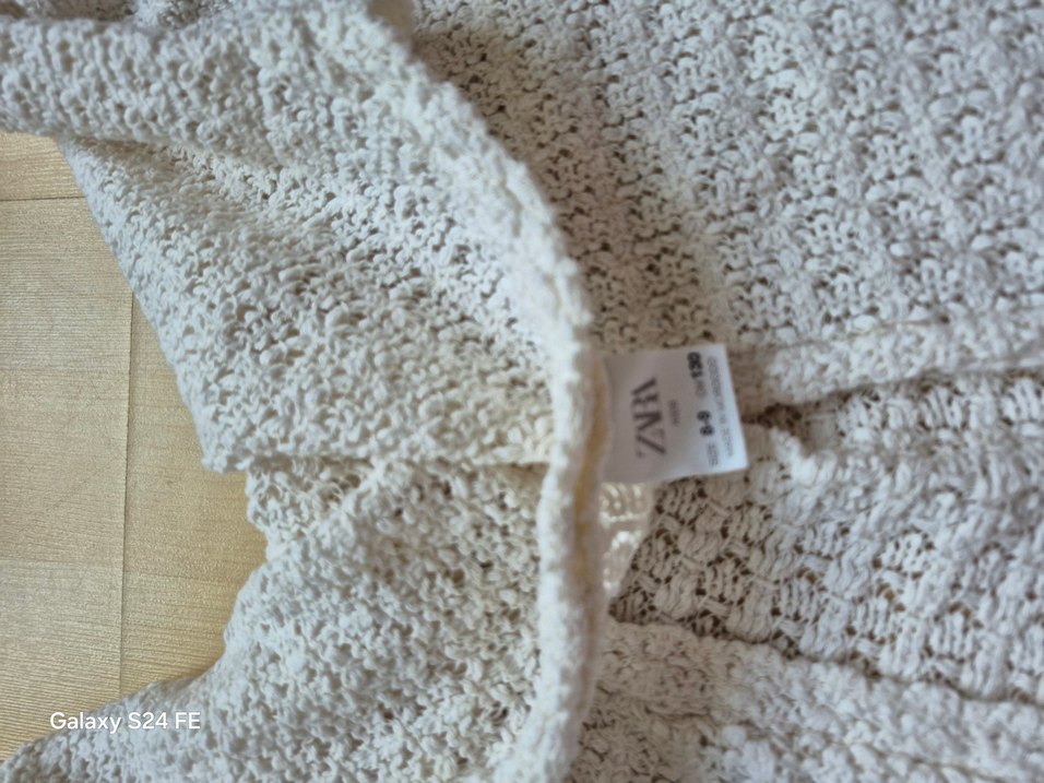 Beyaz Örgü kız çocuk Hırka yarım Kollu - Görsel 2