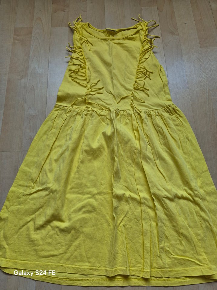 Turkuaz Keten Midi Bohem Elbise - Görsel 2