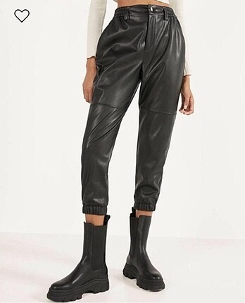 Bershka deri jogger pantolon