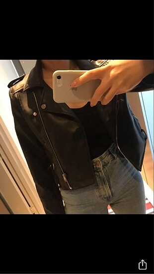 Pull and Bear Siyah deri ceket