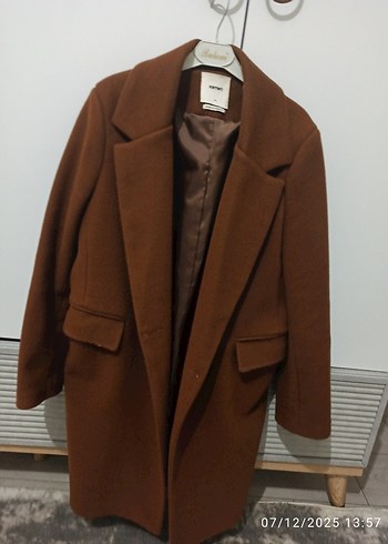 Kahverengi Peluş Yaka Kaban - Görsel 6