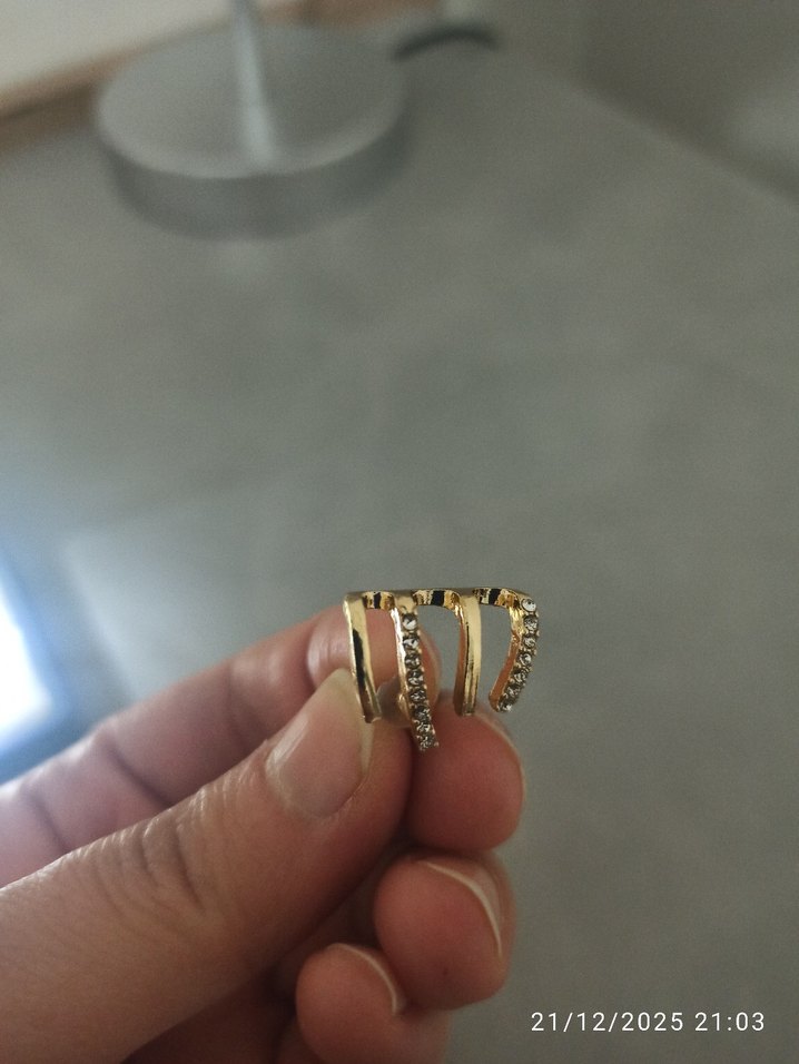 Altın Renkli taşlı çelik küpe - Görsel 2