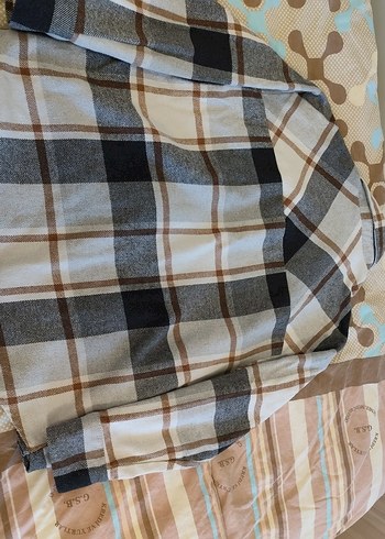 Kadın Gri Kareli Düğmeli Gömlek - Görsel 5