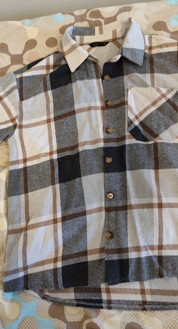 Kadın Gri Kareli Düğmeli Gömlek - Görsel 4