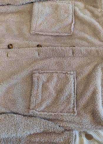 Düğmeli Kapüşonlu Bej Kadın Ceket - Görsel 3