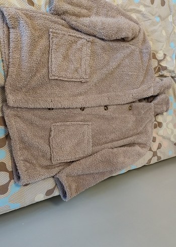 Düğmeli Kapüşonlu Bej Kadın Ceket - Görsel 2