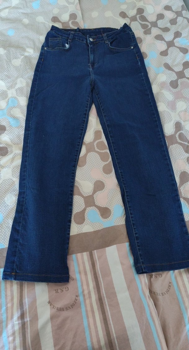 Kadın Mavi Denim Midi Boy Kot Pantolon - Görsel 2