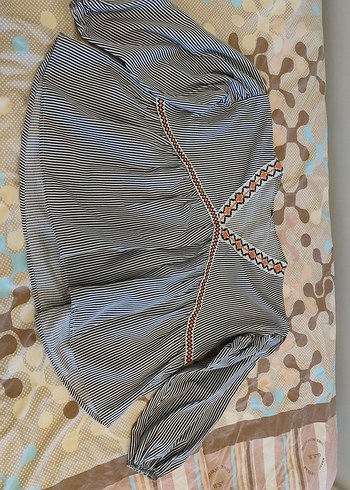 Nakışlı Gri Bohem Kadın Bluz - Görsel 2