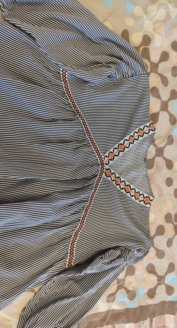 Nakışlı Gri Bohem Kadın Bluz - Görsel 3