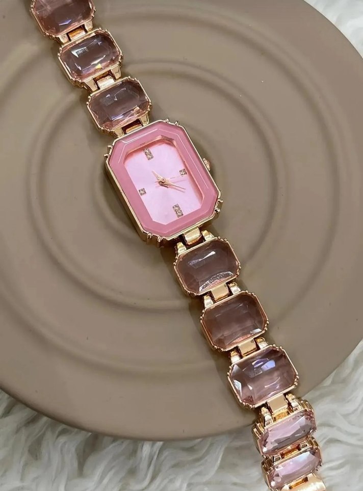 Pembe Parıltılı Kadın Kol Saati - Görsel 2