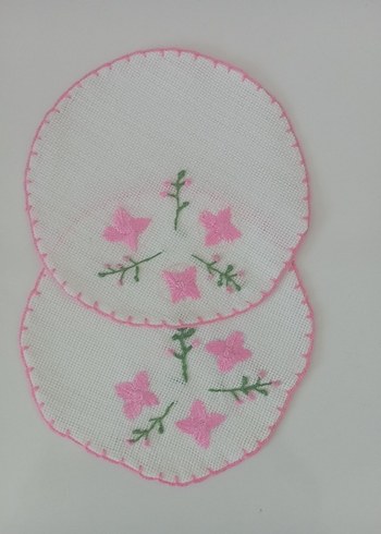 Nakışlı Pembe kahve sunum peçetesi - Görsel 2