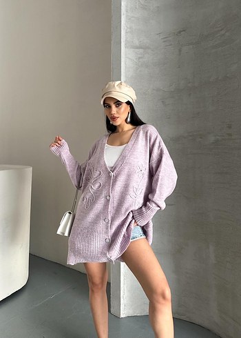 Süzene ve taşlı kristal düğmeli triko hırka - Görsel 5