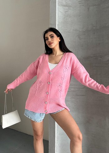 Süzene ve taşlı kristal düğmeli triko hırka - Görsel 2