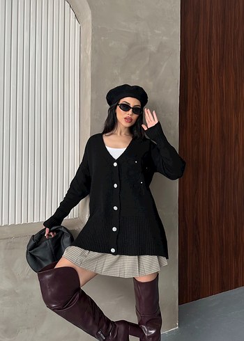 Süzene ve taşlı kristal düğmeli triko hırka - Görsel 3