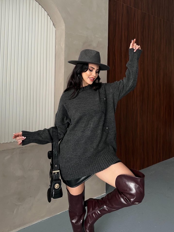 Süzene ve taşlı triko kazak - Görsel 2