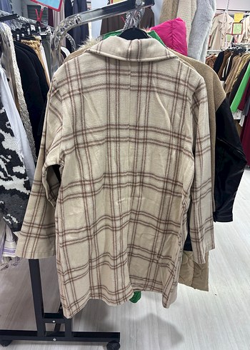 Bej Ekose Kadın Midi Kaban - Görsel 3