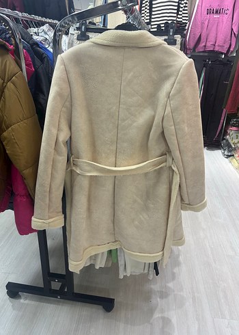 Düğmeli Bej Kadın Kaban - Görsel 5