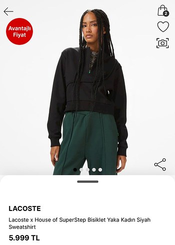 Lacoste Siyah Bisiklet Yaka Sweatshirt