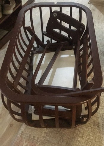 Koyu Kahverengi Ahşap Bebek Beşiği - Görsel 2