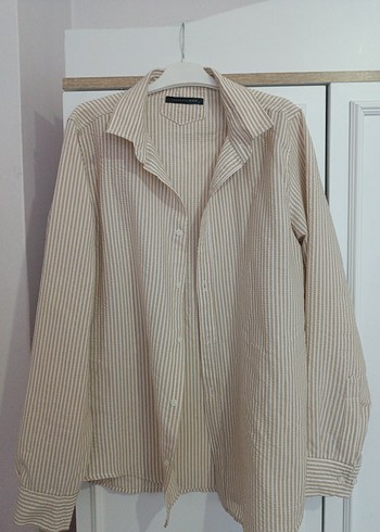 Bej Kadın Keten Gömlek - Görsel 2