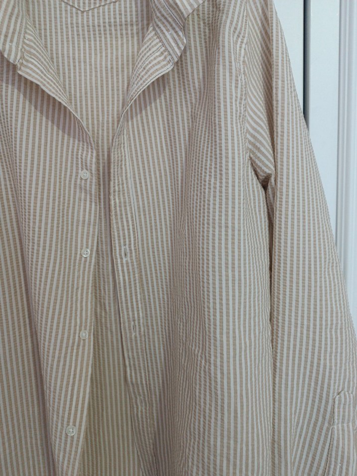 Bej Kadın Keten Gömlek - Görsel 3