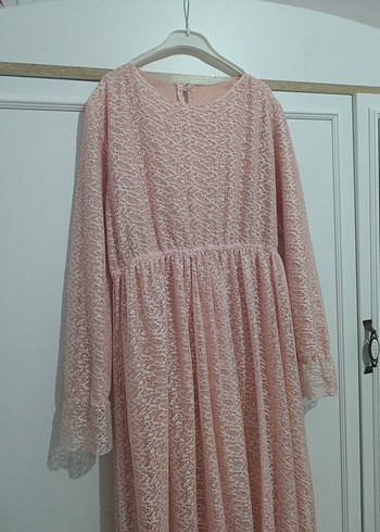 Pembe Bohem Dantel Detaylı Uzun Elbise - Görsel 2