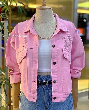 Toz Pembe Kot Ceket 