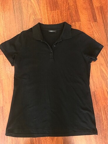 Kadın Siyah Polo Yaka T-shirt