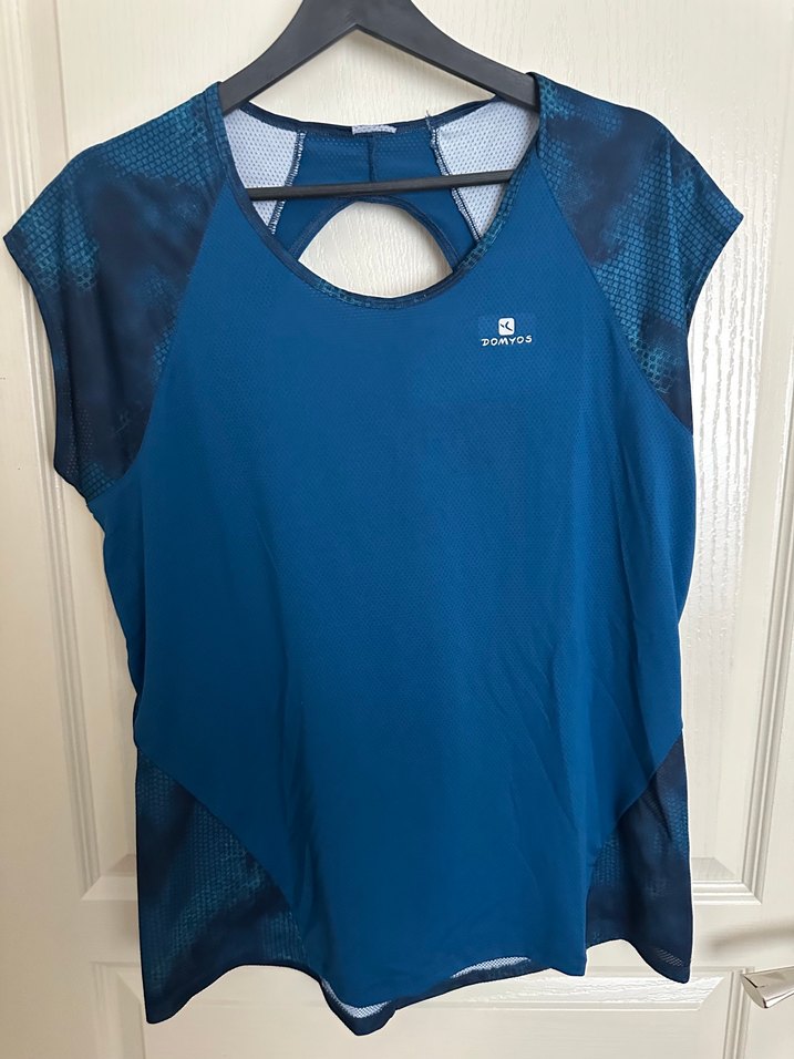 Kadın Mavi Baskılı Kısa Kollu Spor Tişört - Görsel 3