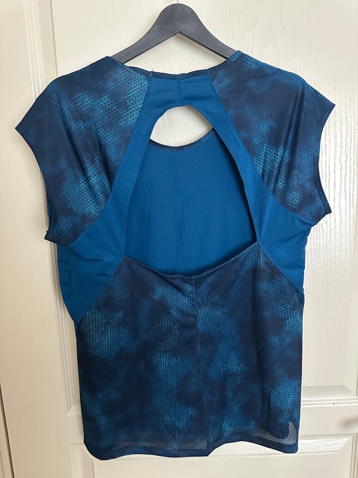 Kadın Mavi Baskılı Kısa Kollu Spor Tişört - Görsel 2