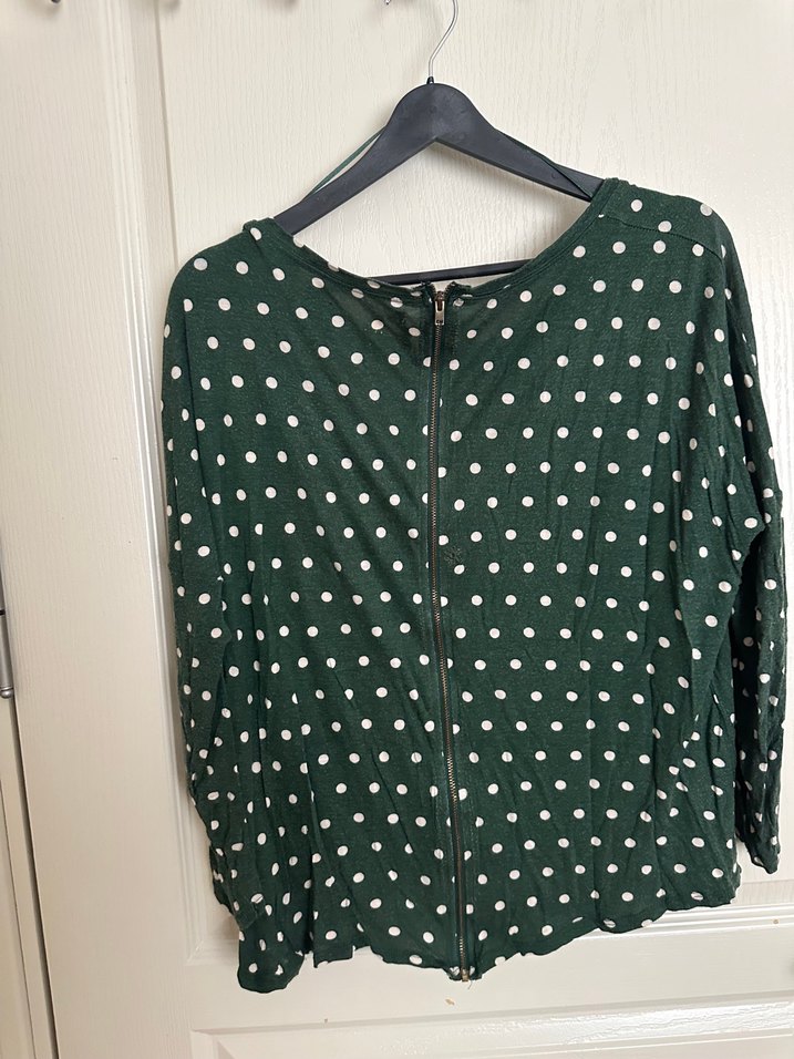 Yeşil Puantiyeli Uzun Kollu Bluz - Görsel 2